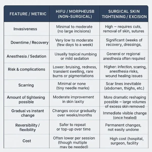 Lost the Weight but Not the Loose Skin? 3 A table showing the benefits of Lipo Sculpt Stanford-le-Hope treatments to combat loose skin.